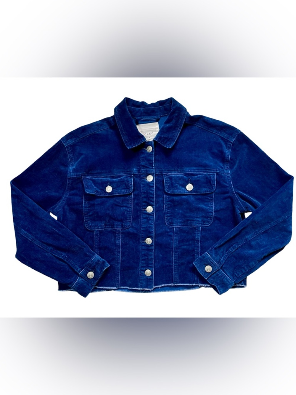 Cleo + Wolf Dark Blue Corduroy Cropped Jacket Size Small - Picture 3 of 6